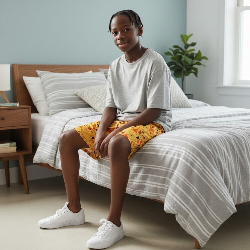 Pokemon Pikachu Lounge Shorts Mens Small Yellow Anime Pajama Sleep Shorts